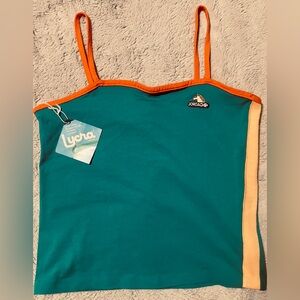 Vtg 90s Jordache Deadstock Lycra Colorblock Cami Tank Top NWT Teal Orange
